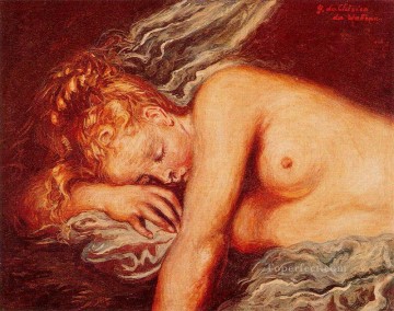  Chirico Pintura al %C3%B3leo - niña dormida Giorgio de Chirico Surrealismo metafísico